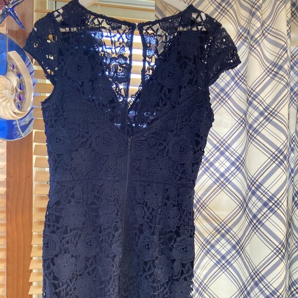 Soieblu Sheer Lace Dress Blue Embroidered Lace Purchased On Modcloth Size M - Picture 3 of 6